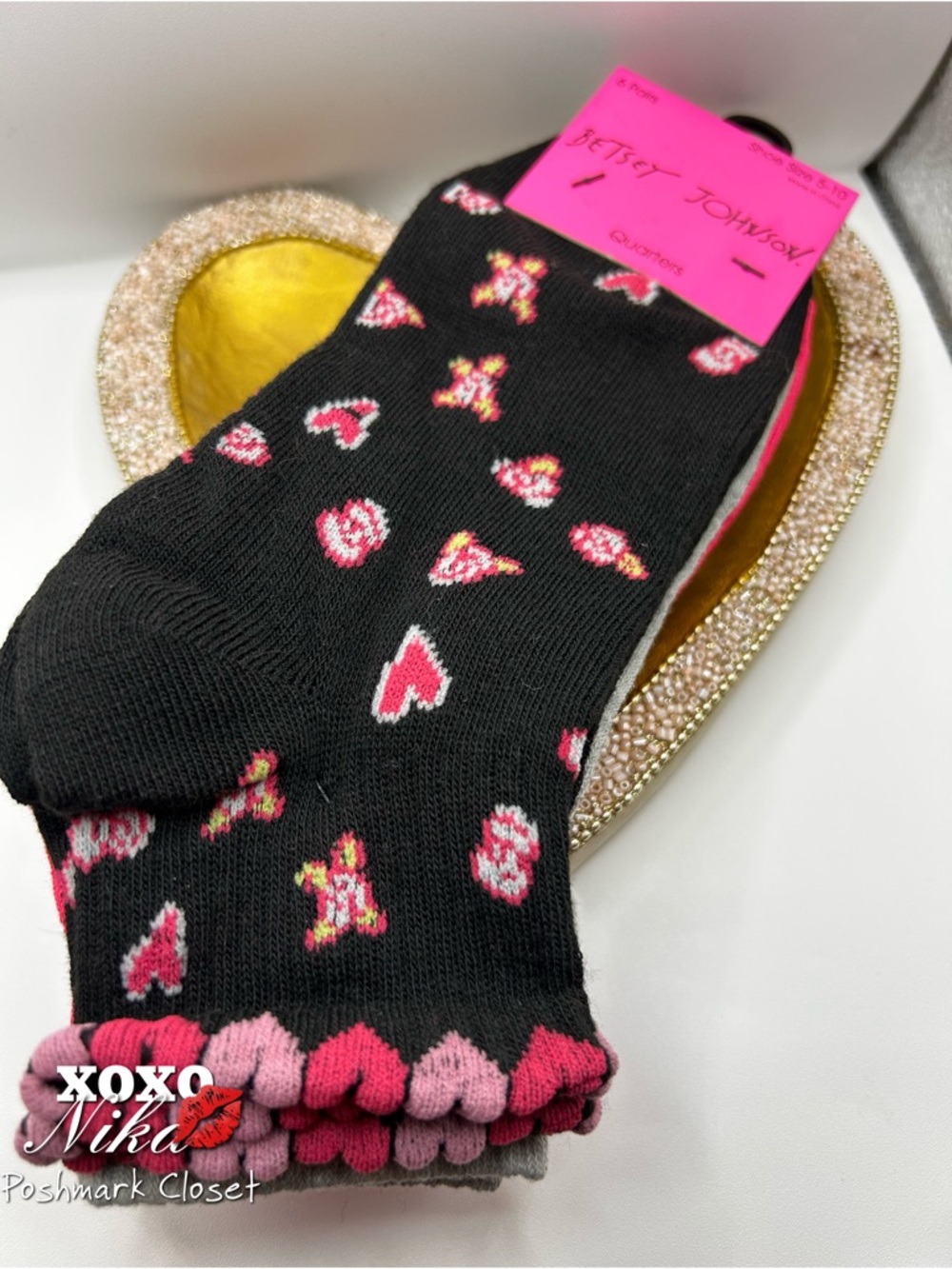 Betsey Johnson 6 Pack Socks - Size 5-10